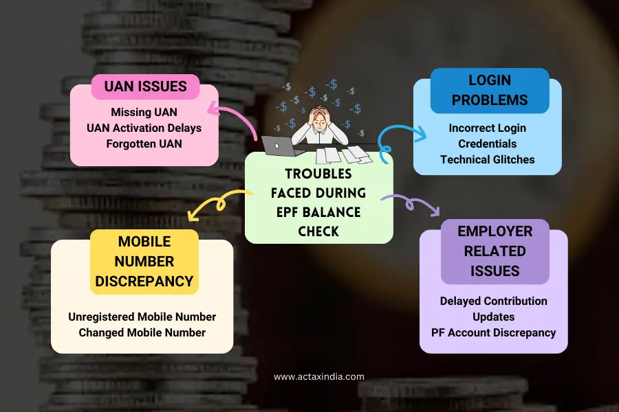 What are the troubles faced during an EPF balance check?