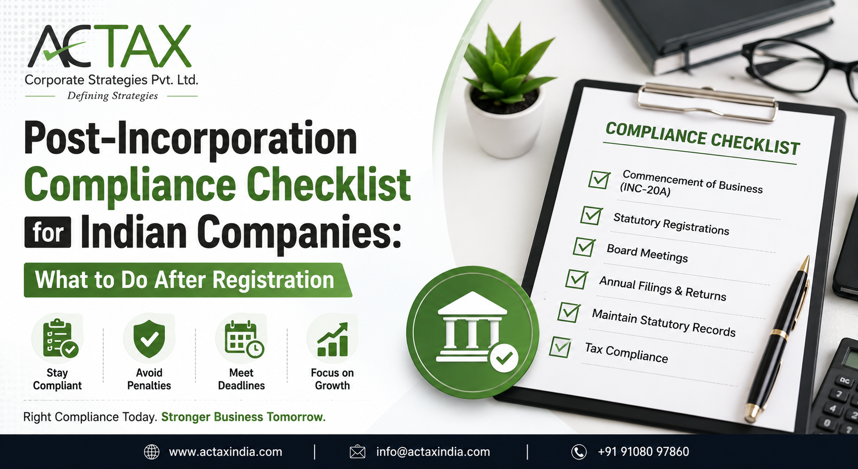 Post-Incorporation Compliance Checklist for Indian Companies